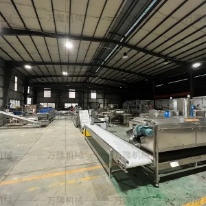 Peeling cleaning air drying and frying machine