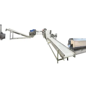 Peeling cleaning air-drying and frying production line