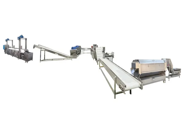 Peeling cleaning air-drying and frying production line